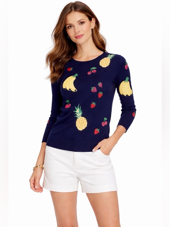 Talbots Sweaters - Talbots Sweater Blue Embroidered Beaded Large Petite